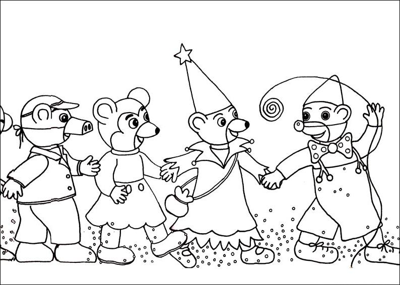 coloriage petit ours brun au carnaval